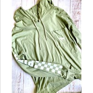 PINK VICTORIA SECRET CAMPUS PULLOVER HOODED LONG SLEEVE SHIRT